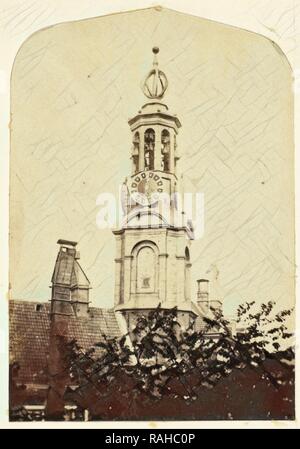 Vue de la maison du photographe sur la Tour Munt à Amsterdam, Eduard Isaac Asser, 1852-1860, l'repensé Banque D'Images
