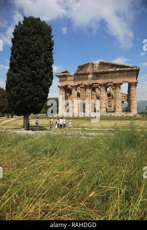 Temple de Poséidon, second temple d'Héra, Paestum, en Campanie, Italie, Europe Banque D'Images