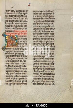 R initiale décorée, Lille, France, environ 1260 - 1270, Tempera, la feuille d'or, et un stylo et l'encre noire sur papier parchemin lié repensé Banque D'Images