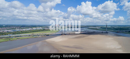 Le Mersey Gateway Bridge Construction, 2014-2017. Différentes étapes de la construction du pont entre Madrid et Runcorn (Halton) sur la Rivière Mersey Banque D'Images