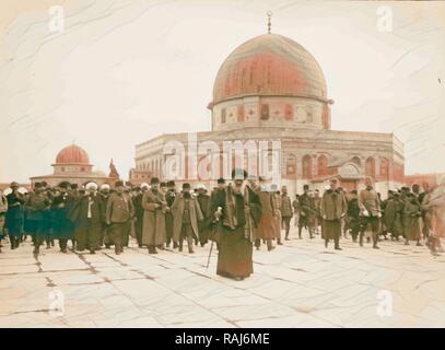 Enver Pacha et Jamal (Cemal Pasha) visiter le dôme du Rocher, Jérusalem. 1916, en Israël. Repensé Banque D'Images