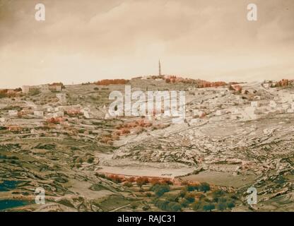 Vue à distance, Bethany & Olivet d'Abu Dis, pente de 'vie de notre Seigneur". 1940, en Cisjordanie, d'Abu Dis. Repensé Banque D'Images