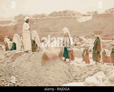 Les fouilles. Ain Shems (Beth Shemesh) sur la plaine de Sharon. L'Égyptien 'task master' accélérer les travailleurs. 1920 repensé Banque D'Images