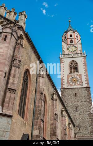 L'église paroissiale de Saint Nicolas, l'église de San Nicolò, Vieille Ville, Merano, le Trentin, le Tyrol du Sud, Italie Banque D'Images