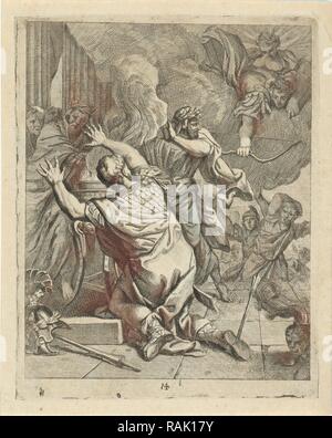 La mort d'Achille, J. Alexander Janssens, Victor Honoré Janssens, ch. 1700. Repensé par Gibon. L'art classique avec un repensé Banque D'Images