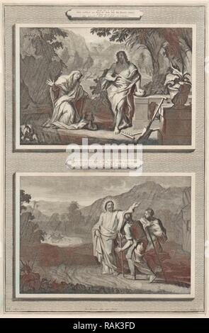 Deux apparitions du Christ après la résurrection, au-dessus il apparaît à Marie de Magdala, qui s'agenouille devant lui. Droit repensé Banque D'Images