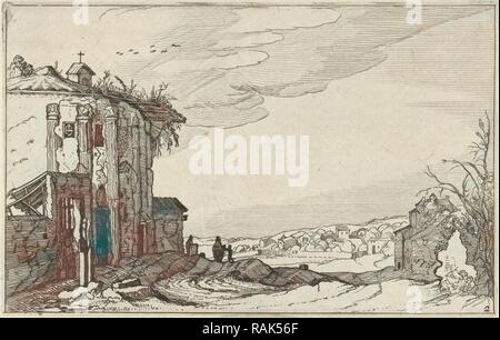 Ruine avec colonnes corinthiennes, Willem van Nieulandt (II), anonyme, Claes Jansz. Visscher (II), 1618. Repensé Banque D'Images