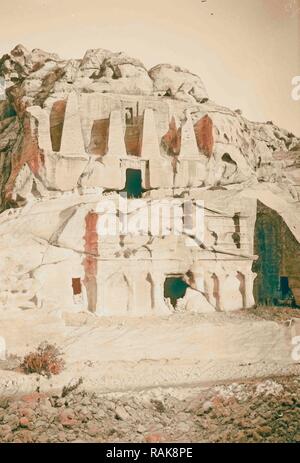 Petra en Transjordanie, tombeau avec les obélisques 1900, Jordanie, Petra (éteint). Repensé par Gibon. L'art classique avec un repensé Banque D'Images