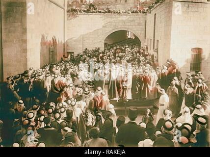 Le haut commissaire pour la première visite de la Transjordanie. La Durbar, annexant la Transjordanie, à l'Es-Salt. 1920, Jordanie, Salṭ repensé Banque D'Images