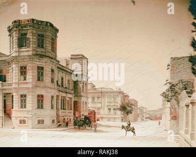 Une rue de nouveau Alep. La photo montre la Azziziyya, un quartier d'Alep. 1898, la Syrie, Alep. Repensé Banque D'Images