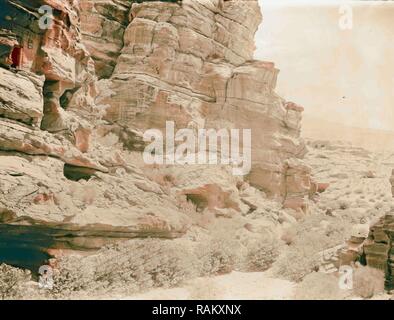 Petra. Des lauriers-roses dans la vallée à proximité de Petra. 1940, Jordanie, Petra (éteint). Repensé par Gibon. L'art classique avec repensé Banque D'Images