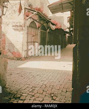 Pour protester contre la fermeture du marché arabe (avis drapeau noir ?) 1925, Israël. Repensé par Gibon. L'art classique avec une touche moderne repensé Banque D'Images