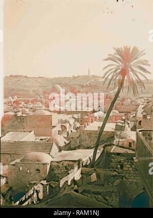 Jérusalem (El-Kouds), l'approche de la ville de Jérusalem à partir de la Tour de David, 1900, en Israël. Repensé Banque D'Images