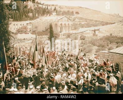 Hsix Musa procession passant Gethsémani, Jérusalem. 1936, en Israël. Repensé par Gibon. L'art classique avec un style moderne repensé Banque D'Images