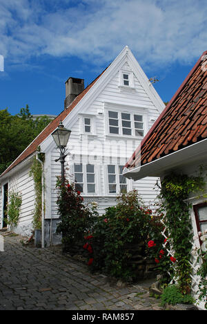 Maisons typiques dans le Vieux Stavanger (appelé "Gamle Stavanger, Norvège)" Banque D'Images