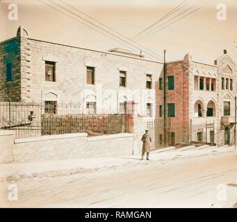 Nouvelle Jérusalem et les banlieues. Le bâtiment de la Reine d'Éthiopie. Street des prophètes. 1920, en Israël. Repensé Banque D'Images