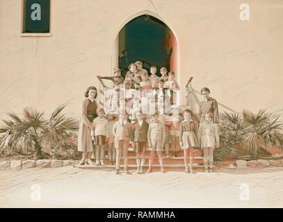 Activités sionistes autour de Haïfa. Haïfa, près de la classe de maternelle de l'école technique. 1920, Israël, Haifa. Repensé Banque D'Images