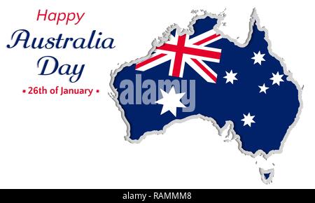 Heureux l'Australie jour historique ou d'une carte de vœux, festif, illustration vectorielle, Australie date de l'indépendance. la carte avec le drapeau de l'Australie Illustration de Vecteur