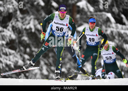 Oberstdorf, Allemagne. 06Th Jan, 2019. Valentin MAETTIG (GER), l'action dans la foule. Hommes, 15 km poursuite poursuite hommes, libre, free style. Le ski de fond, ski nordique, Tour de ski, 03.01.2019 à Oberstdorf. Utilisation dans le monde entier | Credit : dpa/Alamy Live News Banque D'Images