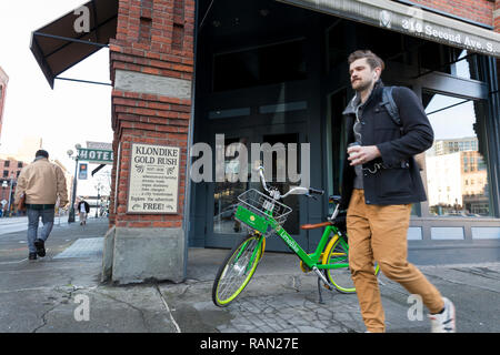 Seattle, Washington, USA. 4 janvier, 2019. Klondike Gold Rush National Historical Park se trouve fermée aux visiteurs que le gouvernement fédéral continue d'arrêt dans sa troisième semaine. L'unité de Seattle le Klondike Gold Rush National Historical Park, situé dans l'historique de l'hôtel Cadillac, sert comme un centre d'interprétation et musée dans le Pioneer Square District historique national. Crédit : Paul Christian Gordon/Alamy Live News Banque D'Images