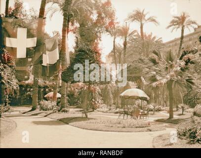 Hôtels. Savoy Continental. Le jardin. 1934, l'Egypte, Le Caire. Repensé par Gibon. L'art classique avec une touche moderne repensé Banque D'Images