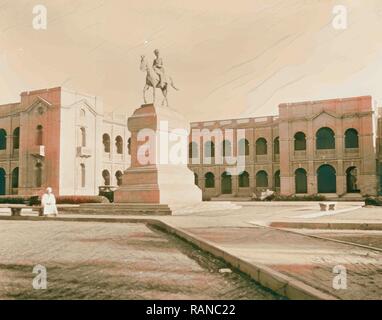 Le Soudan. Khartoum. Les bureaux du gouvernement et statue équestre de Kitchener. 1936, Soudan, Khartoum. Repensé Banque D'Images