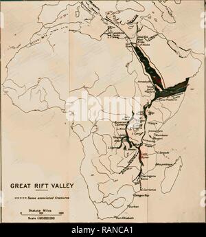 Carte de l'Afrique montrant la 'Great Rift Valley' cont'in de vallée du Jourdain. 1934, l'Afrique. Repensé par Gibon. Classic repensé Banque D'Images