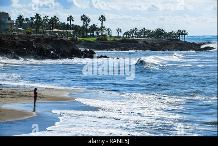 Plage de sable fin, Paphos, Chypre, Adria, Zypern Banque D'Images