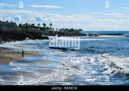 Plage de sable fin, Paphos, Chypre, Adria, Zypern Banque D'Images