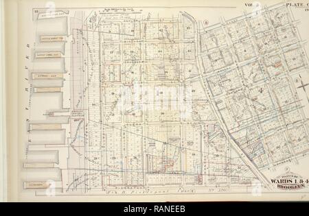 Tome 5. Plaque, C. Site lié par Peuplier St., Sands St., Jay St., Pearl St., Johnson St., Pierrepont St., East River repensé Banque D'Images