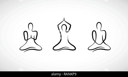 Personne assise en position lotus yoga différents EPS10 vector illustration Illustration de Vecteur