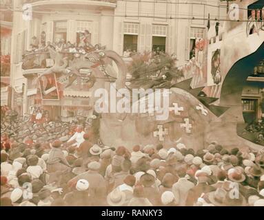 Carnaval de Pourim à Tel Aviv. 1934. Fête de Pourim à Tel Aviv. Reine du carnaval yéménite représentant la reine Esther repensé Banque D'Images