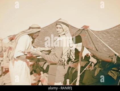 Un déjeuner au poste de cavalerie tribale à Tel-el-Meleiha, 20 miles au nord de Beer-Sheva, 19 janvier 1940. Servant le dîner repensé Banque D'Images