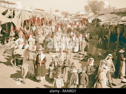 Un déjeuner au poste de cavalerie tribale à Tel-el-Meleiha, 20 miles au nord de Beer-Sheva, 19 janvier 1940. Beer-sheva, le marché repensé Banque D'Images