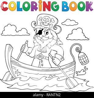 Livre de coloriage bateau pirate dans le thème 1 - eps10 vector illustration. Illustration de Vecteur