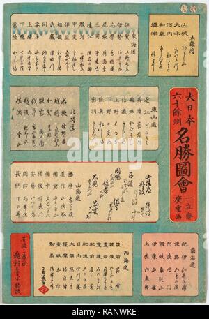 Dainihon Rokuju Yoshu Meisho Zue - Mokuroku, Table des matières. Imprimer montre une page de table des matières pour la série repensé Banque D'Images