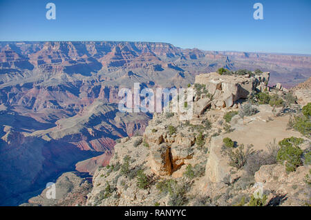 Vue sur les couleurs du Grand Canyon de Grandview Point Lookout Banque D'Images