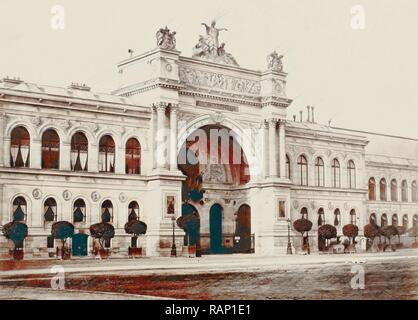 Palais de l'industrie au moment de l'Exposition Universelle de 1855 à Paris France, Édouard Denis BALDUS, 1855 repensé Banque D'Images