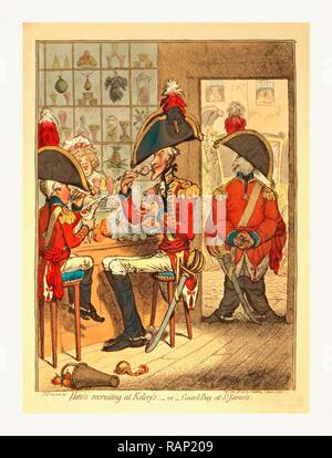 Le recrutement du héros à Kelsey's ou garde jour à Saint-james, Gillray, James, 1756-1815, graveur, Londres, gravure repensé Banque D'Images