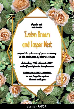 Roses fleurs feuilles et branches d'eucalyptus et bleu waxflowers, aquarelle, peut être utilisé comme carte de vœux, carte d'invitation pour mariage, anniversaire Illustration de Vecteur