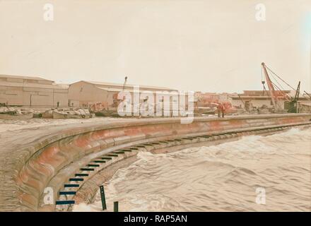 Port de Tel Aviv. À partir de la digue. 1939, Israel, Tel Aviv. Repensé par Gibon. L'art classique avec une touche moderne repensé Banque D'Images