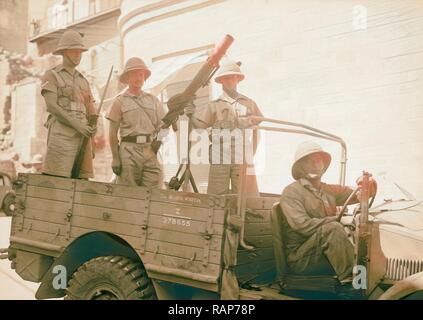 Attaque de rebelles sur Bethléem, 14 septembre 1938 Arrivée de troupes, Cisjordanie, Bethléem, Israël. Repensé Banque D'Images