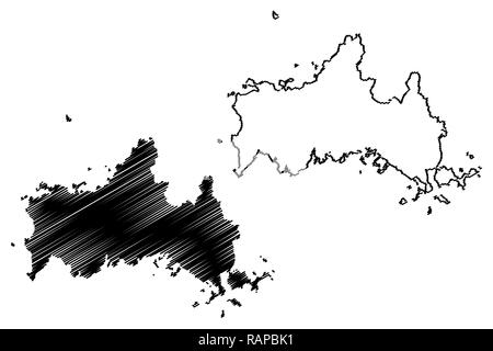 La préfecture de Yamaguchi (divisions administratives du Japon, préfectures du Japon) map vector illustration, scribble sketch carte Yamaguchi Illustration de Vecteur