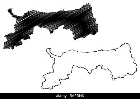 La préfecture de Tottori (divisions administratives du Japon, préfectures du Japon) map vector illustration, scribble sketch carte Tottori Illustration de Vecteur