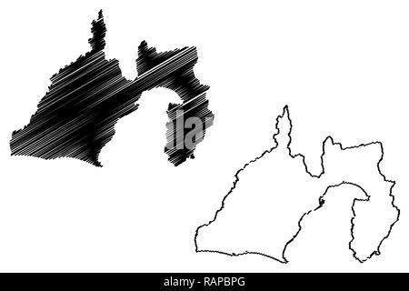 Préfecture de Shizuoka (divisions administratives du Japon, préfectures du Japon) map vector illustration, scribble sketch carte de Shizuoka Illustration de Vecteur