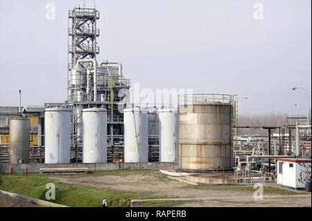 Oxem raffinerie à Mezzana Bigli (Pavie, Italie), la production de biodiesel, de carburant diesel écologique végétale huile découlant principalement de l'huile de colza et de soja transformation Banque D'Images