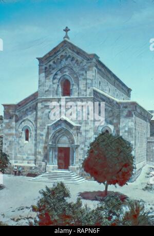 Près de Jérusalem. Emmaüs, l'église franciscaine. Luc 2413. l'église franciscaine à Emmaüs (Qubeibeh). 1950, à l'Ouest repensé Banque D'Images