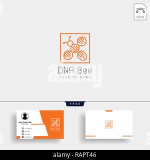 La science de l'ADN de l'Abeille logo créative modèle avec carte d'affaires Illustration de Vecteur