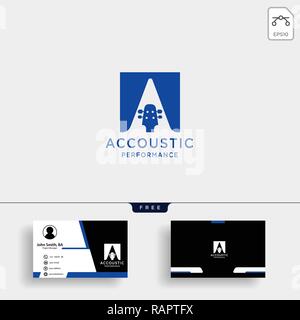 Accueil Apprendre guitare acoustique modèle logo Illustration de Vecteur