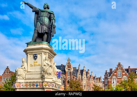 Vrijdagmarkt, Gand, Flandre orientale, Belgique Banque D'Images